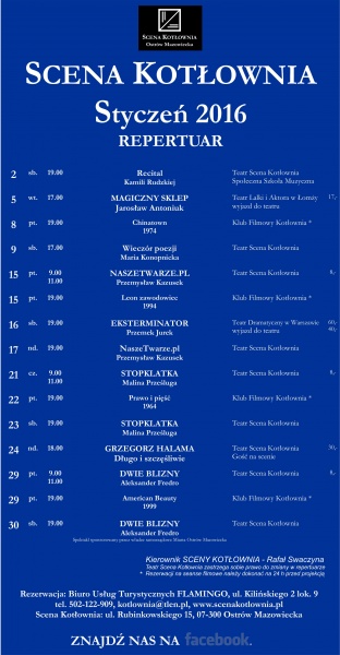Repertuar Sceny Kotłownia w Styczniu
