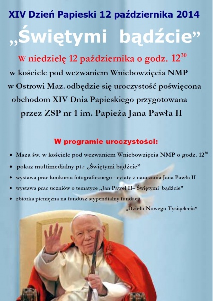 plakat XIV Dzień Papieski 